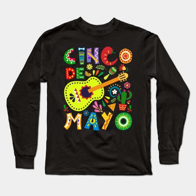 Happy 5 De Mayo Cinco de Mayo Viva Mexico 5 De Mayo Long Sleeve T-Shirt by Emma Creation